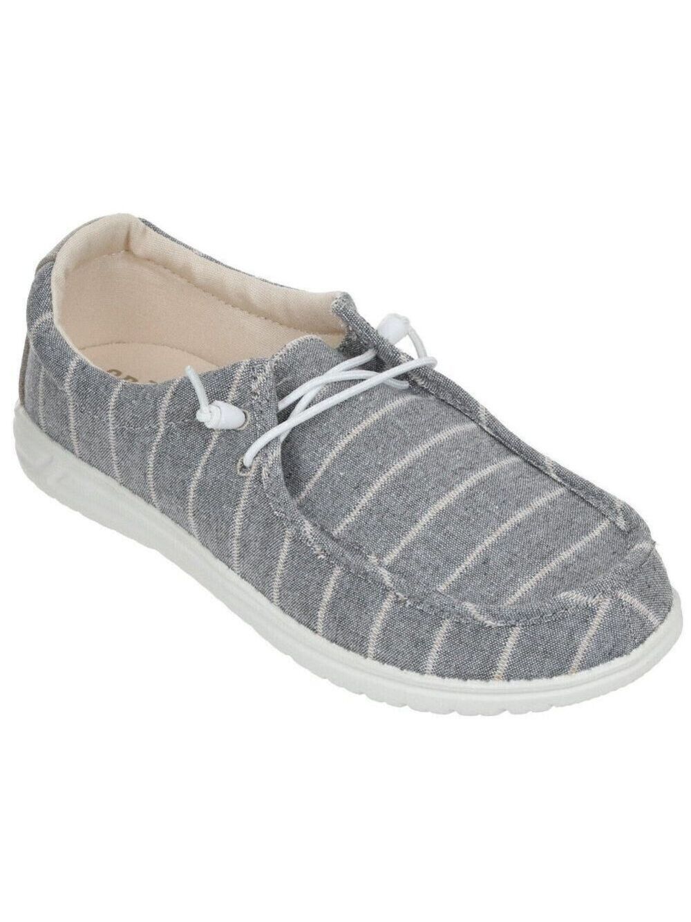 CREVO Bnwt Women Sz 7 Striped "Kimmy" Canvas Gray Loafer